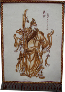 蒙古族手工羊毛毡烫画-毡画-关公