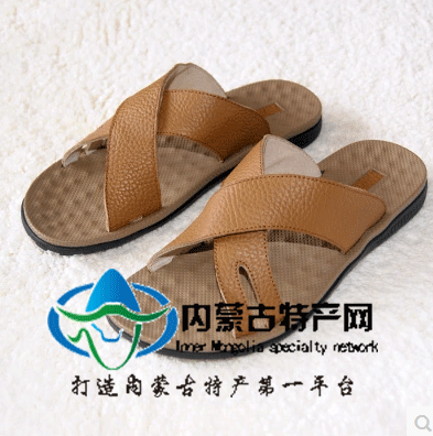 仟足佰态2014手工真皮拖鞋夏季头层牛皮按摩底凉拖鞋